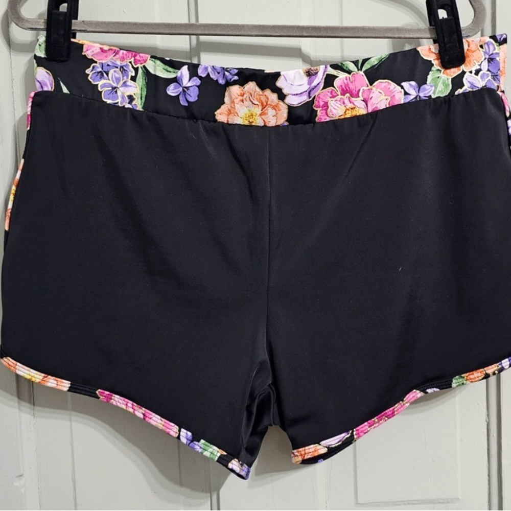 Torrid High-Rise 4 Inch Swim Short Black Floral